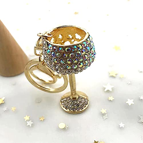 Monnel Mz963 Gorgeous Crystal 3D Wine Glass Charm Pendant Lobster Clasp Key Ring Keychain #TOP1