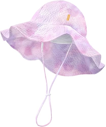 Image of HONGTEYA Baby Sun Hat Toddler Girl Beach Hat Sun Protection Adjustable Outdoor Summer Wide Brim Bucket Hat for Infant Kids