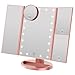 Produktbild WEILY Schminkspiegel mit Beleuchtung, Faltbarer Kosmetikspiegel mit 3X/2X/1X Vergrößerung, 21 natürliche LED Lichter, Batteriebetrieben Order USB Aufladen dimmbarer Makeup Mirror (Rosengold)