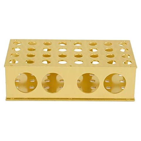 Nikou Reagenzglasgestell - Halter für goldene Aluminium-Reagenzglasgestelle 8 * 12,3 * 18 * 30 mm Lochdurchmesser für 32 Röhrchen Labor Cover