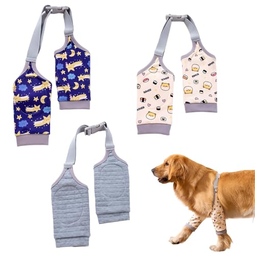 LYPPUL 3 Stück Ellenbogenbandage Hund, Recovery Sleeve Hund, Ellbogenschoner für Hunde, Hundebeinschutz, Mittelgroße und Große Hunde Chirurgie Erholung Recovery Sleeve für Vorderbeine (2XL)