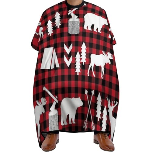 Cape de coiffure Noël plaid buffalo 144x170cm avec encolure réglable