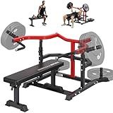 Chest Press Machine, 1100LBS Bench Press Machine with Separate Press Station & Adjustable Weight Bench, Independent Converging Arms (Red-Black)