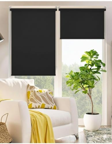 Image of 100% Blackout Roller Blinds for Windows | UV Protection & Thermal Insulated Fabric | Privacy Window Shades for Home & Office | Easy Install