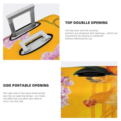 The Chicken Family Rooster Hen And Chicks Luggage Cover Washable Elasticated Luggage Covers for Suitcase TSA Approved Stylish Scratch Resistant Luggage Case Protector4