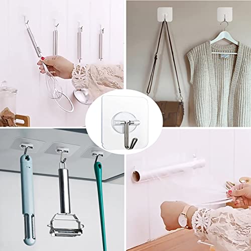 Image of 100 Pack Adhesive Hooks Wall Hooks 24lb(Max) Heavy Duty Self Adhesive Hooks