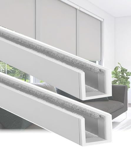 Aluminium Blackout Light Blocking Strips for Blinds - 2 Pack U Channel Roller Shades Side Light Blocker 60cm Cellular Curtain Gap Cover White Tracks for Enhanced Privacy