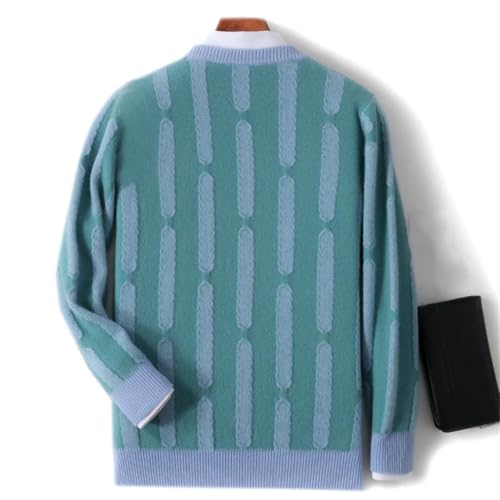 Men's Round Neck Striped Wool Sweater Loose Pullover Thickened Knitted Wool Sweater3