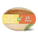 Restaurantware Indo 3.5 x 2 Inch Palm Leaf Plates 25 Durable Palm Plates - Disposable Egg-Shaped Design Palm Leaf Dinner Plates Impervious to Grease for Hefty Meals Appetizers Or Desserts