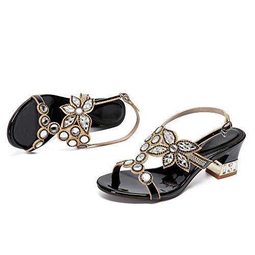 Image of Women's Handmade Rhinestones Crystal Heel Evening Bridal Wedding Prom Sandals Heeled 6.5 cm