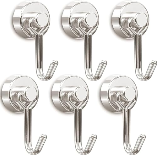 マグネット フック 強力 2〜10kg ネオジム磁石 浴室 お風呂 キッチン 錆びない 小型 収納 壁 棚 6個セット (シルバー)