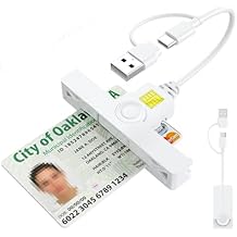 CAC Reader 2 in 1 Type C Dual Connector, DOD Military USB Common Access CAC Card Reader Type C USB Smart Card Reader Compatible with Windows, Mac OS Mini Fold Plug and Play