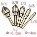 5Pcs Industrial Countersink Drill Bit Set Tri-Flat Shank Quick Change 1/4