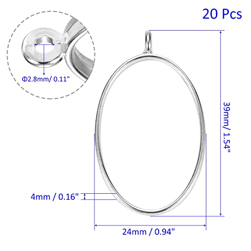 M METERXITY 20 Pack Open Bezels for Resin - Hollow Frames Alloy Oval Shaped, Apply to DIY Crafts Pendants Pressed Flowers (Silver Tone) - Image 3