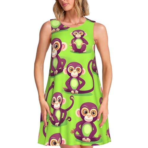 Robe d'été imprimé singe vert anti-chaleur pour femme