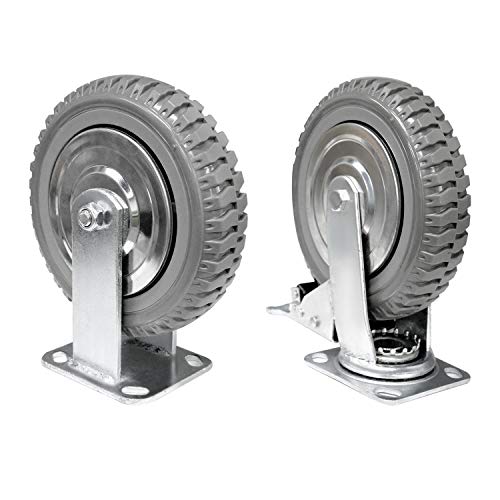 Aiwfl 8 Inch Caster Wheels Heavy Duty Industrial Plate Casters Set 4Pcs Anti-Slip Rubber Swivel Caster With 360 Degree Ball Bearing Top Plate 2Pcs With Locking Brake #TOP4