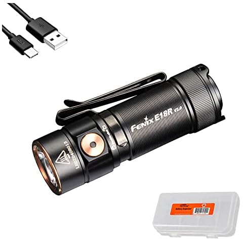 Fenix E18R V2.0 EDC Flashlight, 1200 Lumens USB-C Rechargeable Ultra Compact Pocket Light with Lumentac Organizer (Black) Cover
