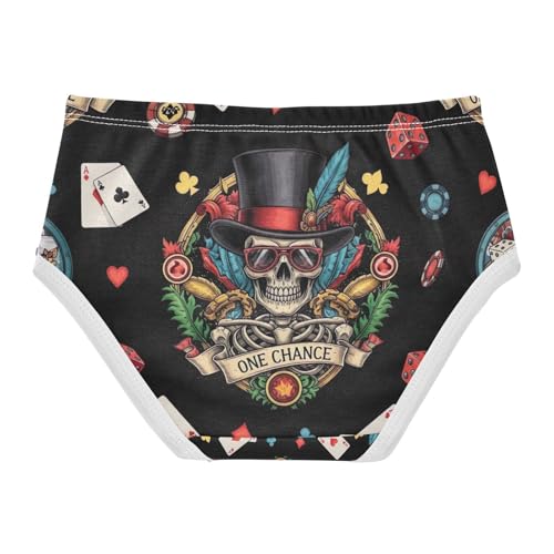 Toddler Girl Briefs, Vintage Skeleton Feathers Black Girls Cotton Underwear, 2T–8 Years2