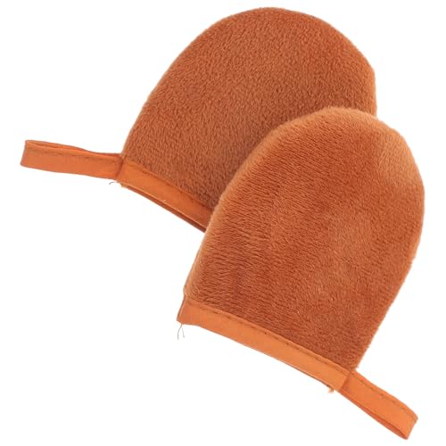 Hohopeti Guantes de Bronceado Reutilizables 2 Piezas Herramienta de Bronceado para Aplicación Rápida de Loción Corporal Color Marrón Dedos Ideales para Autobronceador y Protector Solar