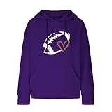 Yowablo - Sudadera con capucha con estampado de rugby para mujer, talla grande, morado, M