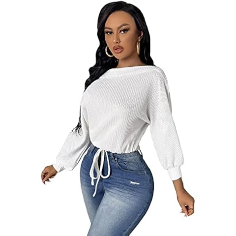 Floerns Camiseta de manga larga con cuello asimétrico Cover