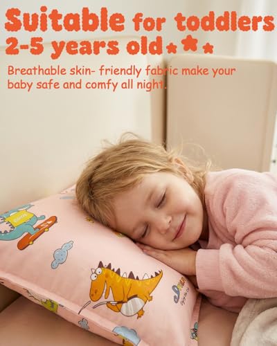 Image of ALVABABY Toddler Pillowcases 2 Pack Organic Cotton Fit 13 inchx 18 inch or 12 inchx16 inch Kids Pillow Cover Envelope for Girl Boy Travel(Pillowcase Only)