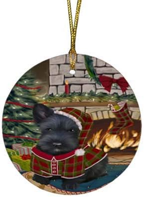 Let It Snow Scottish Terrier Dog Round Flat Ornament - Pet Decorative Hanging Ornaments for Christmas X-mas Tree Decorations - 2.75" Round Ceramic Christmas Ornament POR1474