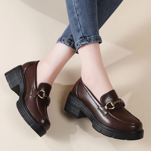 Image of Loafers for Women Chunky Platform Lug Sole Slip On Penny Loafer Shoes | Women's Classic Round Toe Loafers Business Casual Office Work Shoes Comfort Flats for Ladies Daily Dating Party School Wear