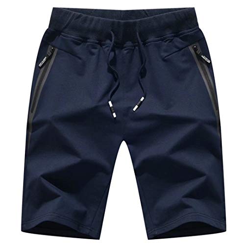 STICKON Mens 7" Inseam Workout Shorts Elastic Waist Drawstring Summer Casual Short Pants