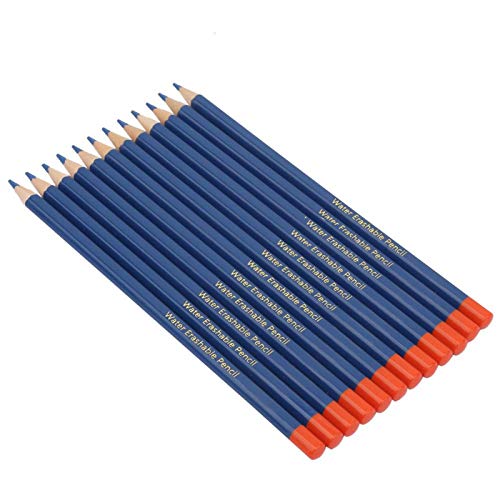 12 lápices de color azul con cuerpo de madera miniatura 5