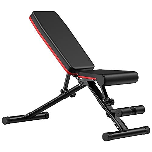 ADKING Adjustable weight bench Workout Bench for Home Gym Exercise Workout Bench for Full Body Multi-Purpose Foldable Incline Decline Gym Situp bench (black)