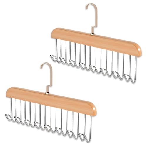 2 Pack Belt Hanger for Wardrobe, Anti Slip Multi Hook Coat Rack Multifunctional Coat Hanger Hooks with 8 Hooks Save Space Hangers for Clothes Rotating Tie Rack