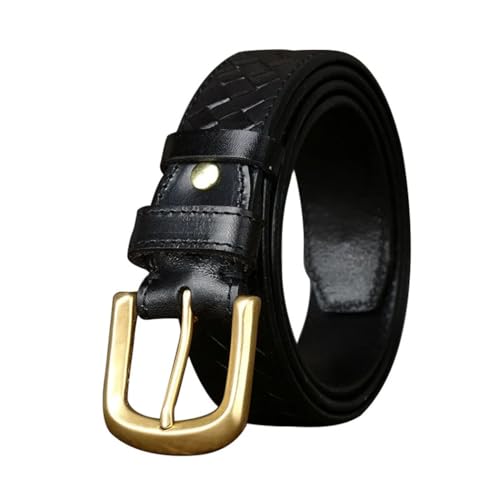 Men's Fashion Top-Layer Cow Leather Weaving Belt, Leather Copper Buckle Denim Belt, Casual Formal Belts4