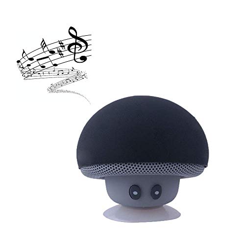 Cute Speaker Mushroom-Shaped, Portable Bluetooth Speaker Mini Speaker with Built-in Mic and Suction Cup for Kitchen/Bedrooms/Car/Desk/Shelf/Party/Travel/Outdoor Android/iOS Speaker (Black)