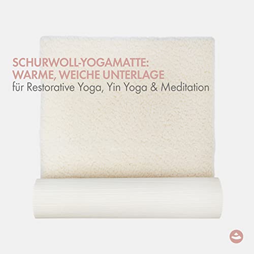 Bodhi | Schurwoll-Yogamatte | Natur | Schurwollmatte | 100% Schafschurwolle (1200 g/m²)| Weich & Isolierend | VISHNU 60 | 200 x 60 cm