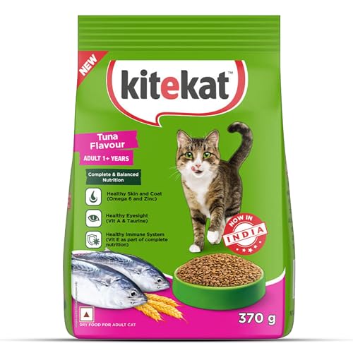 Image of Kitekat Adult (1+ Years) Dry Cat Food, Tuna Flavour, 370 g, Complete and Balanced Nutrition for Adult Cats