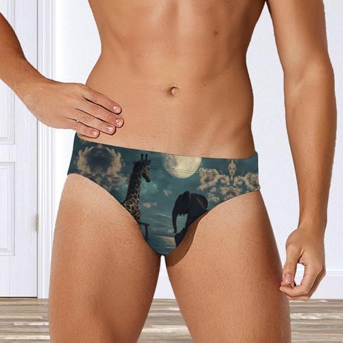 Giraffe Elephant Sea Moon Men's Swimsuit Bikini Briefs Swim Underwear Stretchy Swimwear2
