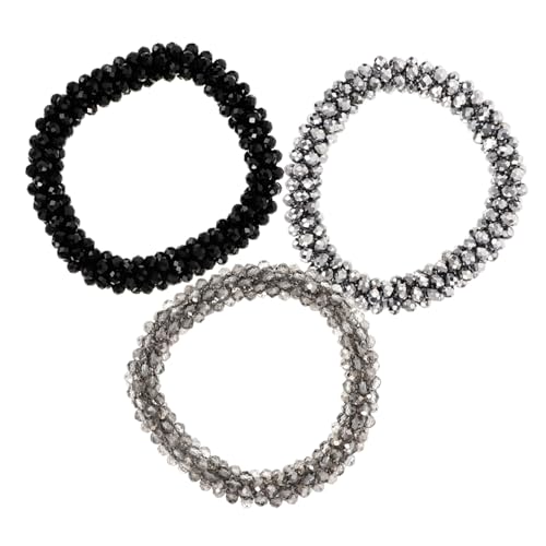 Beaupretty 3 Piezas Tocado de anillo de pelo de cristal titulares de de caballo pulseras para el cabello TIENES DE CABILLA AJUSTABLE accesorios para el cabello banda elástica