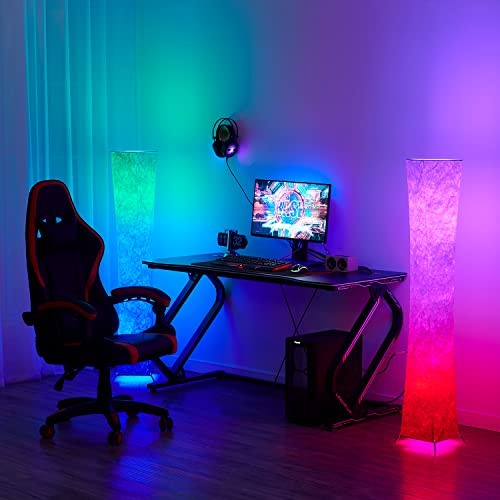 CHIPHY フロアライト フロアランプ フロアスタンド バラ色 間接照明 グラデーション 光&色を変更RGB電球 七色変換 無線式リモコン操作 自動タイマー 寝室 応接間 インテリア20x132cm