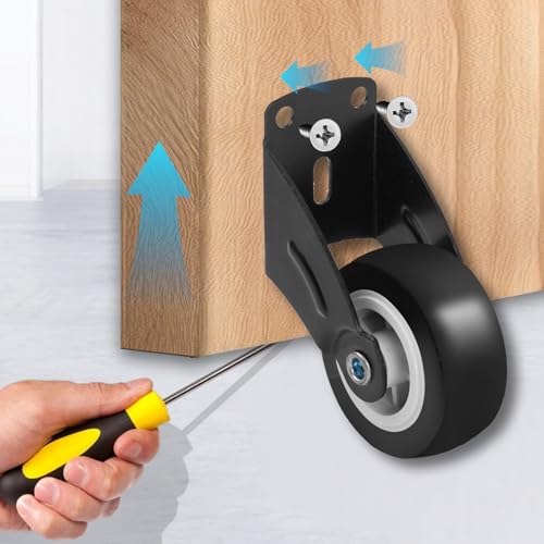 Image of Small Gate Wheel,Anti-Sag Door Bottom Support Wheels | 2 Inch Non-Slip Side Mount Caster Wheels for Solving Friction Noise Caused by Door Sagging &Furniture fix Rollers