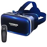 Virtual Reality Glasses, Virtual Reality Full Screen Visual Wide Angle VR Glasses Box 3D VR Glasses Helmet Headset with Remote Control for iOS Android ( Color : Black , Size : B03 ) -  MYPOWR