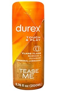 Durex 2-in-1 Sensual Play Massage Gel & Personal Lubricant, Water-Based Lube with Ylang Ylang Fragrance for Full Body Massage & Intimate Pleasure, 200 mL