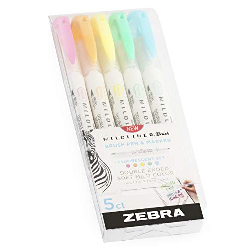 Surligneurs Zebra Mildliner pointe pinceau feutre double pointe