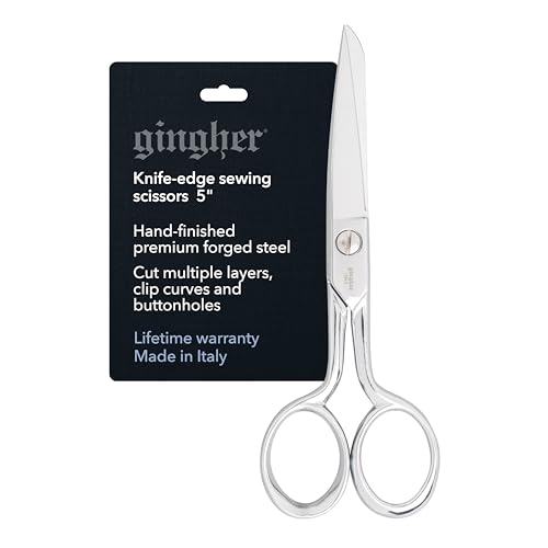 Gingher 5 Fabric Scissors Premium Forged Steel Fabric Shears Sharp Knife Edge Sewing Scissors for Cutting Cloth with Protective Sheath Ambidextrous Design Chrome Plated Nickel Finish