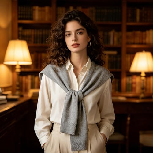 Image of WaJuemy Sweater Shawl Wraps for Women Sweater Knitted Knotted Shawls Travel Casual Scarf Cape Shoulder Tops Fashion Wrap