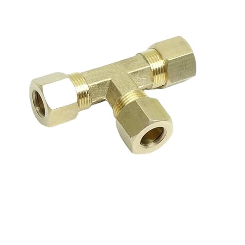 CDQBWKJGFJ 1 Piece Brass Compression T Tube Fitting, Union Tee Connector,3/8