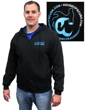 Hammerhead Shark Diving Zippered Hoodie Sweatshirt Sweat Shirt Dive Divers Hammer Head Cotton, Large