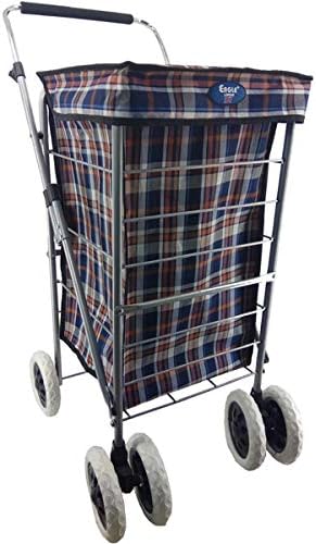4/6 Wheel Strong Shopping Trolley Travel Market Walk Push Cart Beautiful Color Wheeled Bag (6 Wheel 60L, Red)