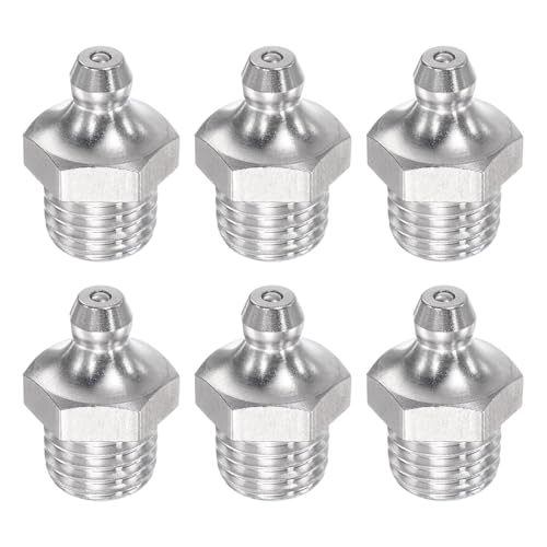 Image of uxcell 6Pcs Metric Stainless Steel Straight Grease Fitting M12 x 1.5mm Thread Hydraulic Grease Fitting Accessories