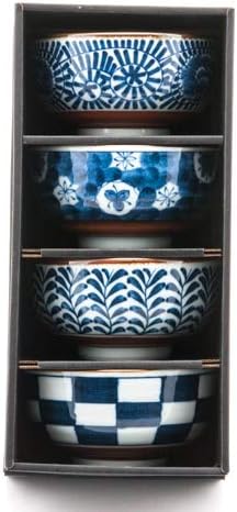 Miniatura 5 de Ebros - Juego de 4 cuencos de porcelana para ensalada de arroz, surf, helado, aperitivos, 5.5in de diámetro, estética japonesa, decorativos, para el